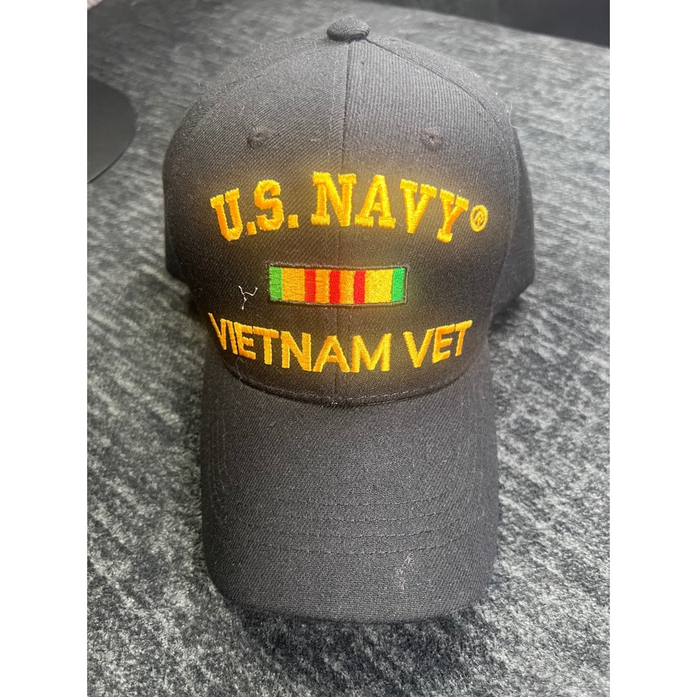 US Navy Baseball Cap Mens OSFM Black Vietnam Vet Embroidered Military Hat